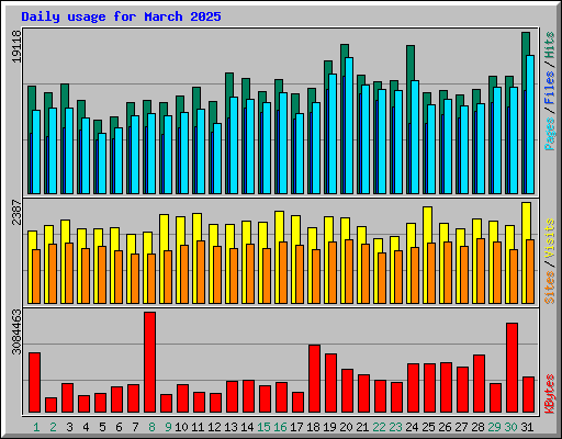Daily usage for March 2025